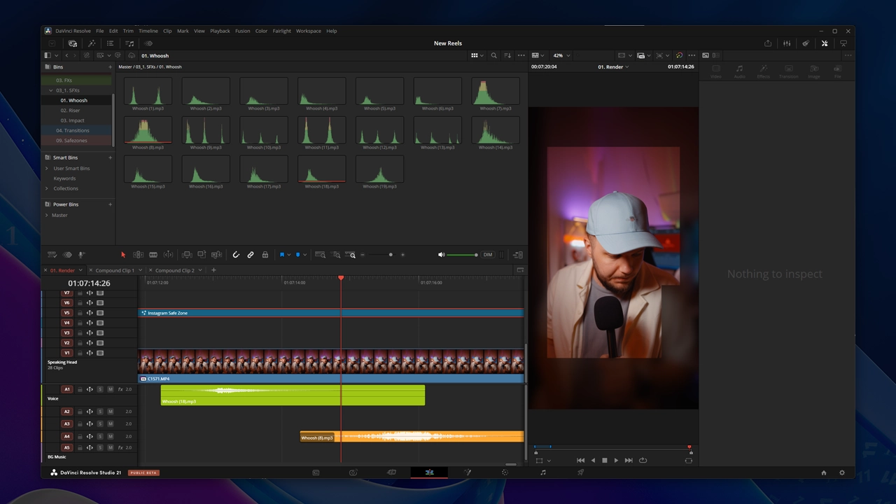 Звуковые эффекты — пресет для DaVinci Resolve, кадр превью